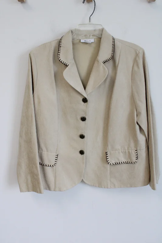 Dressbarn Tan Sueded Light Jacket | 16W Herringbone Jacket Checkered Jacket Solid Jacket Dressbarn Tan Sueded Light Jacket | 16W Herringbone Jacket Checkered Jacket Solid Jacket