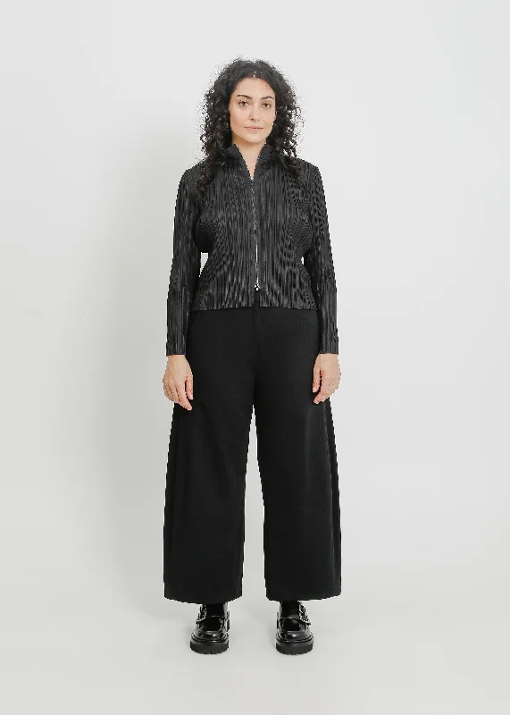 AERON PLEAT JACKET / BLACK Chenille Fabric Brocade Fabric Lace Fabric