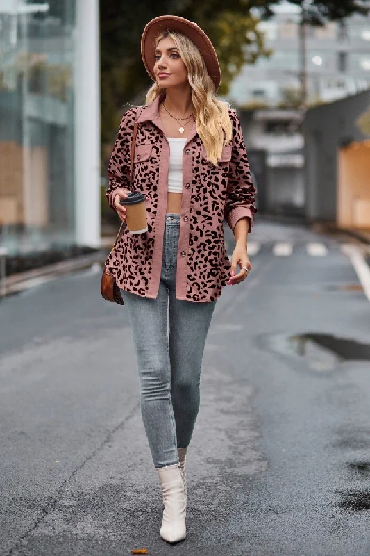 LAPEL LEOPARD SHACKET LONG SLEEVE SHIRT JACKET Wool Jacket Cashmere Jacket Tweed Jacket LAPEL LEOPARD SHACKET LONG SLEEVE SHIRT JACKET Wool Jacket Cashmere Jacket Tweed Jacket