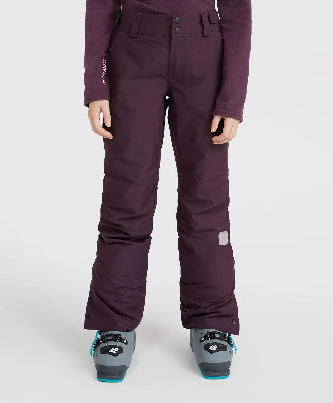 Girl's Star Regular Snow Pants - Midnight Plum Chic Black Leggings