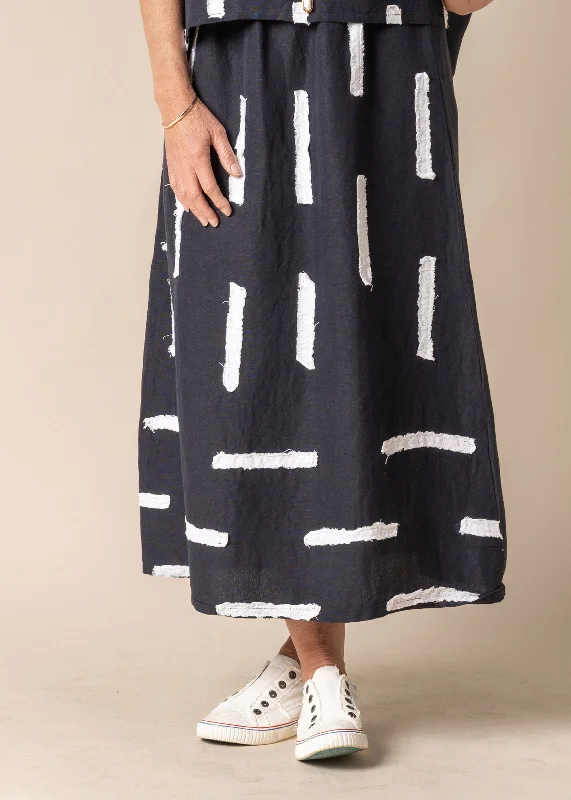 Tamia Linen Skirt in Navy denim skirt stylish