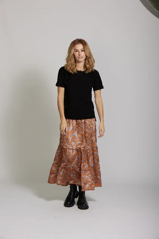 Audrey Skirt - Rust Paisley print a-line skirt cut