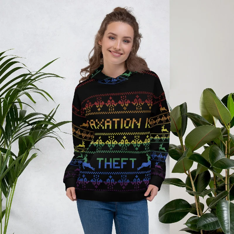 Taxation is theft LGBTQ Ugly Christmas Sweater Hoodie Unisex Hoodie Cashmere Blend Cotton Blend Poly Blend Taxation is theft LGBTQ Ugly Christmas Sweater Hoodie Unisex Hoodie Cashmere Blend Cotton Blend Poly Blend
