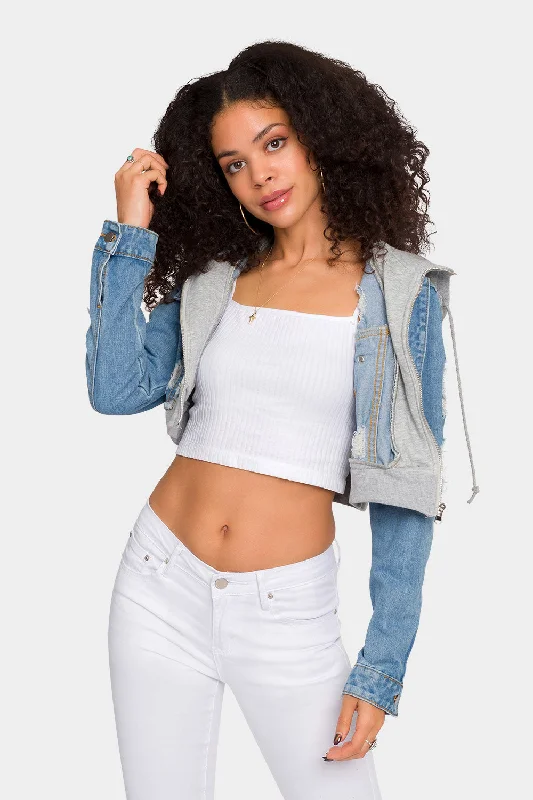 Distressed Layered Hoodie Denim Jacket Faux Fur Jacket Real Fur Jacket Shearling Jacket Distressed Layered Hoodie Denim Jacket Faux Fur Jacket Real Fur Jacket Shearling Jacket