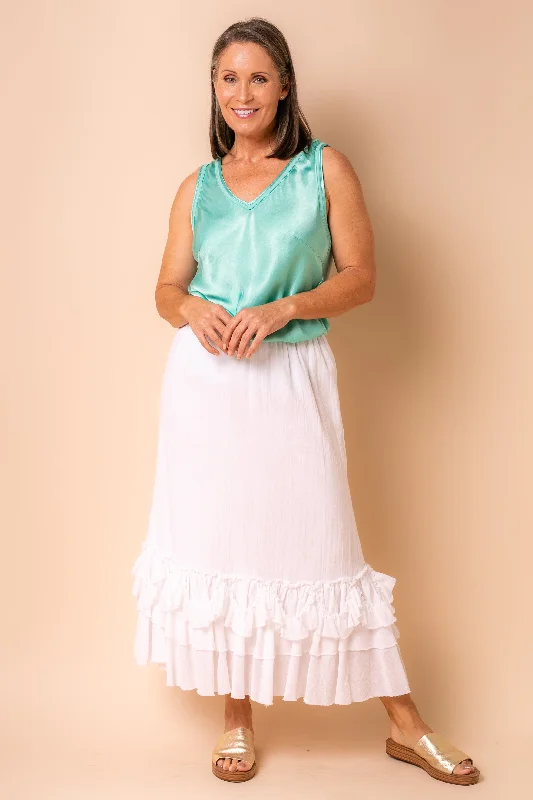 Sua Skirt in White leather skirt refined
