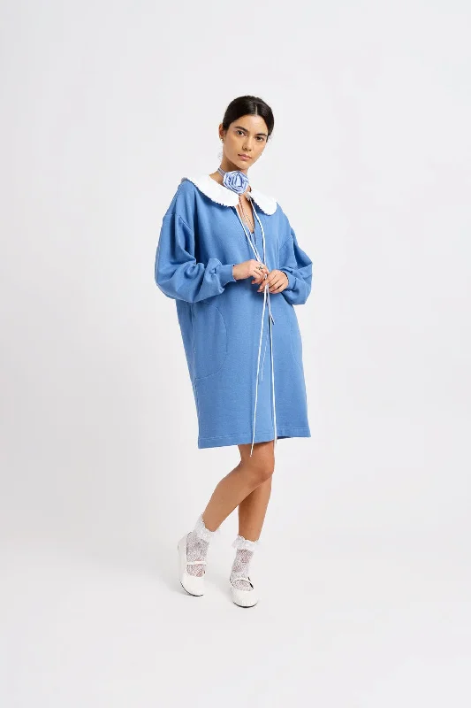 Darcy Sweater Dress Periwinkle Blue Tailored Straight A-Line