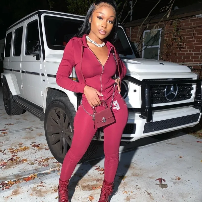 Hooded Casual Sports Sweater Suit Two-piece Set Embroidered Appliqued Beaded