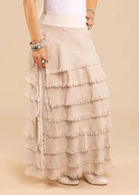 Julie Linen Skirt in Latte velvet skirt luxury