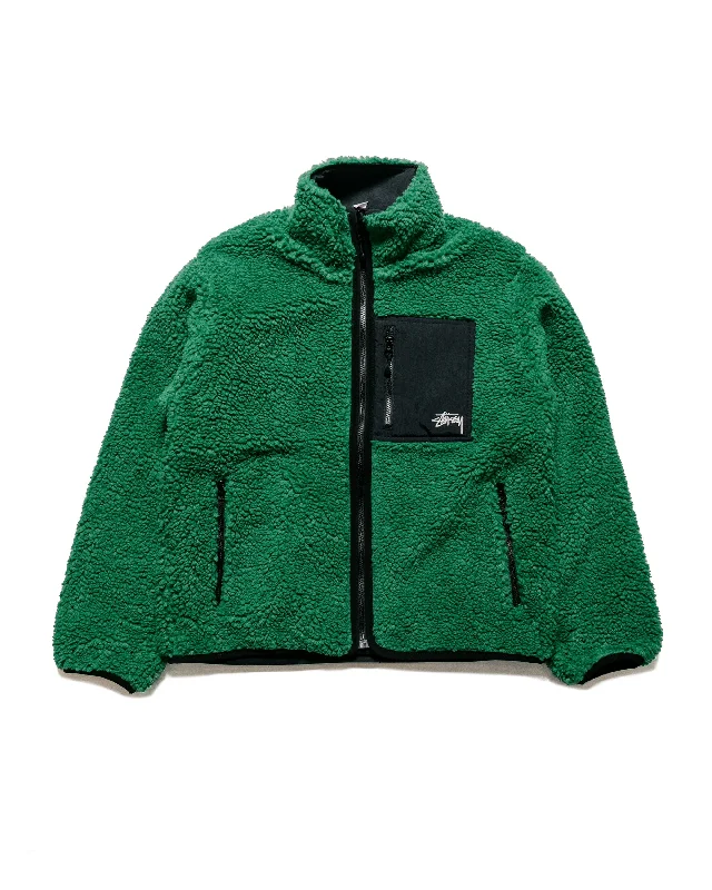 Stüssy Sherpa Reversible Jacket Green Ribbed Jacket Pleated Jacket Ruffled Jacket