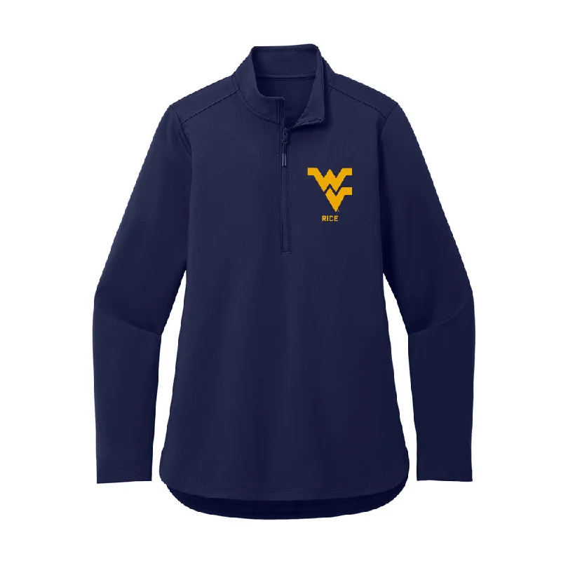 West Virginia - NCAA Women's Gymnastics : Sophia Rice - Women's Premium Quarter Zip Jacket Embroidered Jacket Appliqued Jacket Beaded Jacket West Virginia - NCAA Women's Gymnastics : Sophia Rice - Women's Premium Quarter Zip Jacket Embroidered Jacket Appliqued Jacket Beaded Jacket