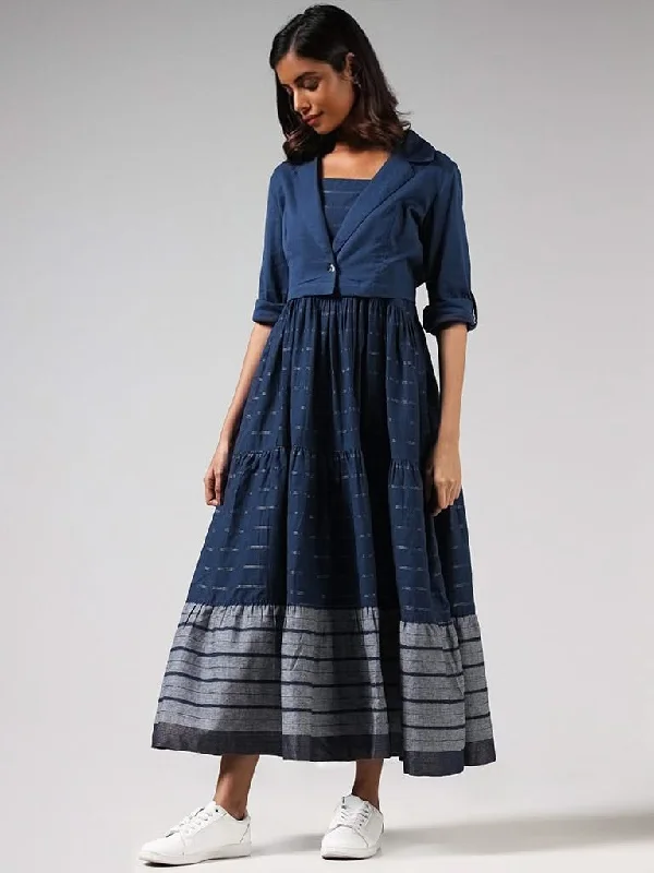 Bombay Paisley Blue Printed Cotton Blend Tiered Dress and Solid Jacket Set Plaid Jacket Tartan Jacket Houndstooth Jacket Bombay Paisley Blue Printed Cotton Blend Tiered Dress and Solid Jacket Set Plaid Jacket Tartan Jacket Houndstooth Jacket
