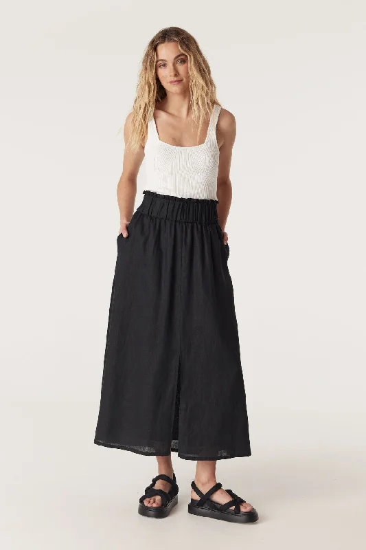 Hayward Linen Skirt - Black wrap skirt elegant
