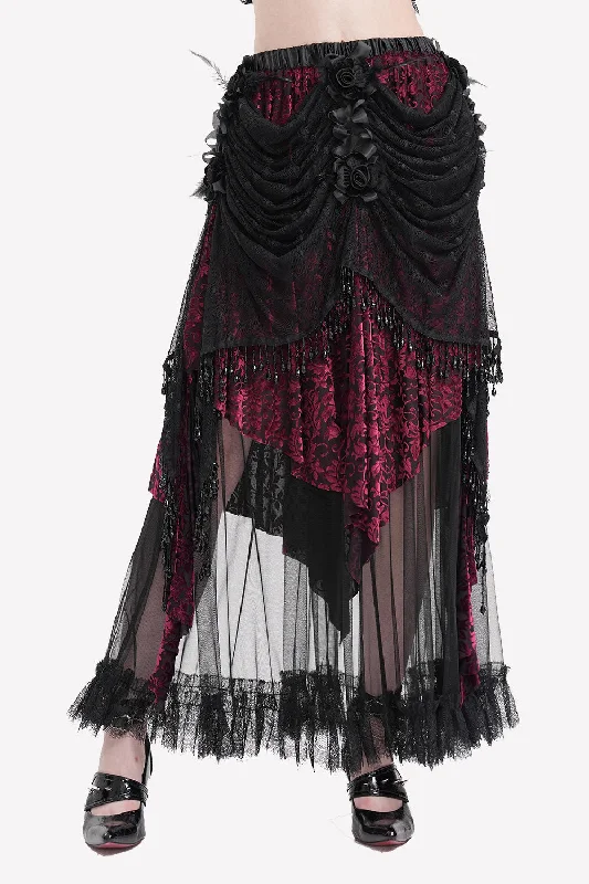 Draped in Darkness Beaded Maxi Skirt leather skirt durable