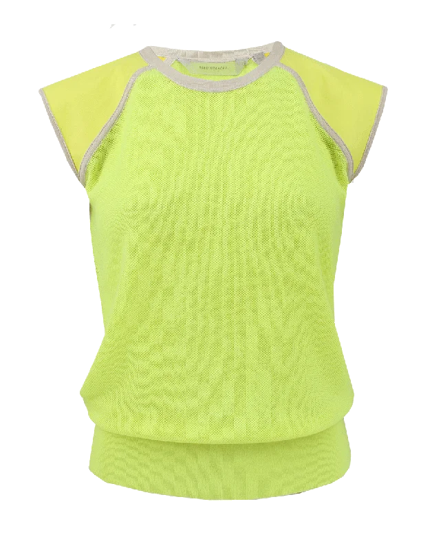 Short-Sleeve Sweater With Leather Detail Notch Collar Peter Pan Collar Cowl Neck