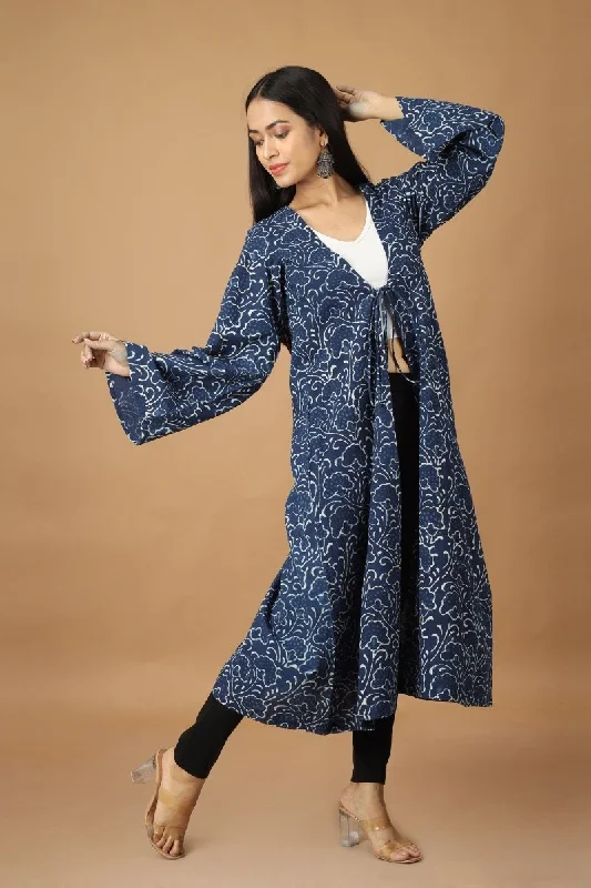 Bageecha Dabu Indigo Cotton Jacket Oversized Jacket Tailored Jacket Straight Jacket