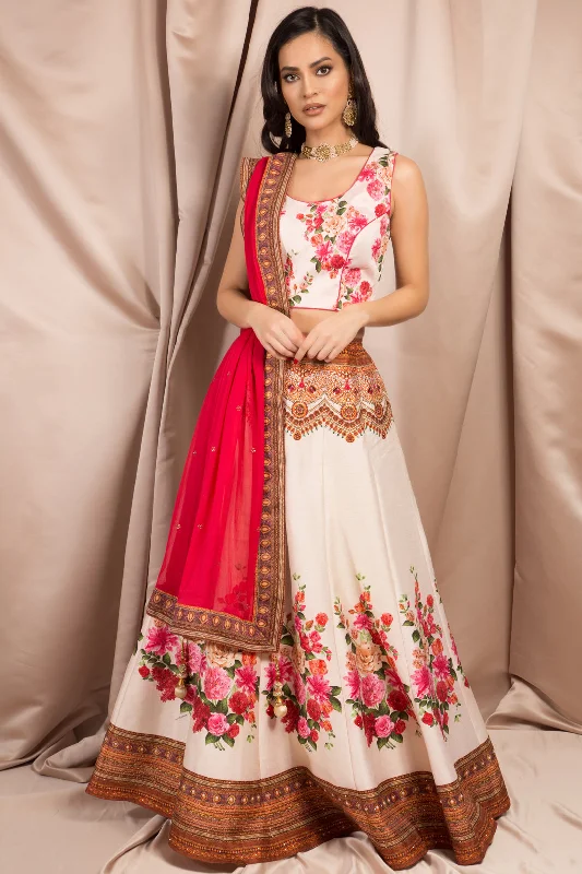 Printed choli & skirt R8_1498W high slit skirt