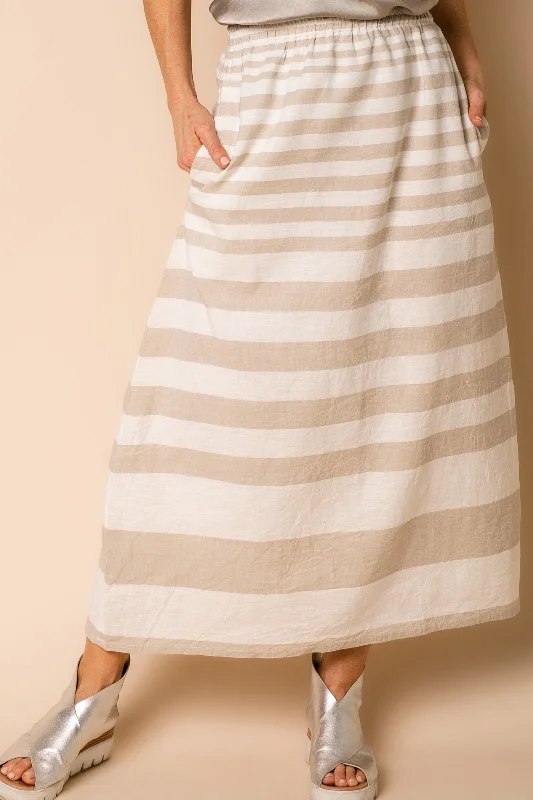 Sinclair Linen Blend Skirt in Latte lace skirt intricate