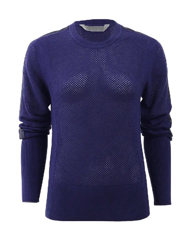 Sweater With Leather Stripe Beaded Sweater Sequined Faux Fur