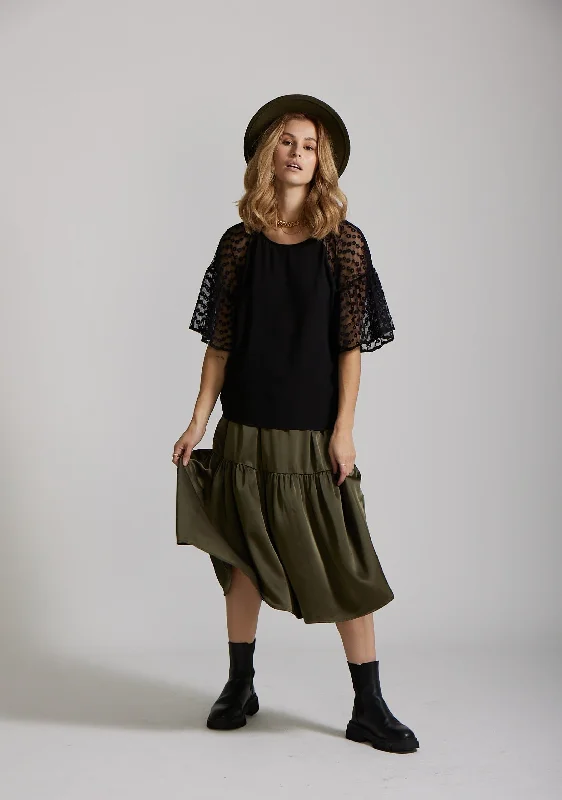 Grace Skirt - Green corduroy skirt comfortable