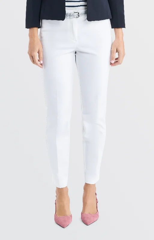 Ladies' Jordan Ankle Pant - White Twill Fashionable Tapered Leg Pants