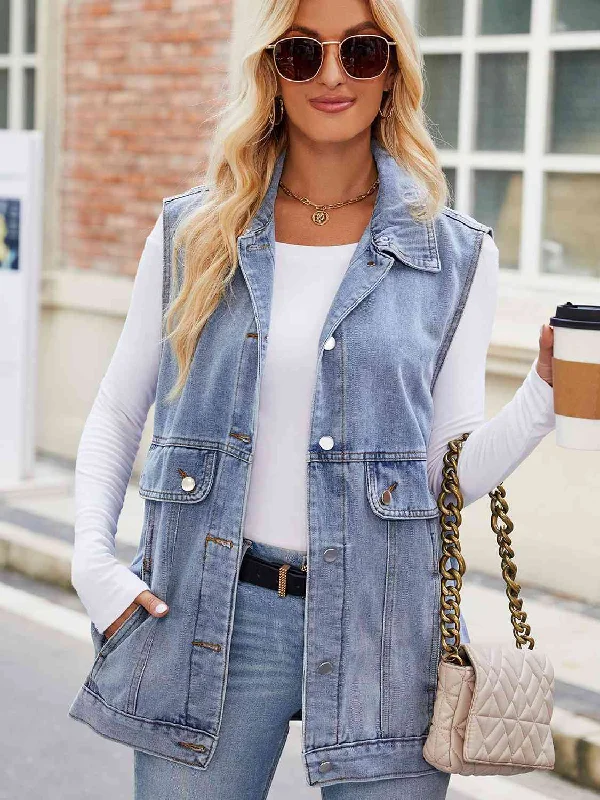 Button Up Collared Neck Denim Jacket with Pockets Faux Fur Jacket Real Fur Jacket Shearling Jacket Button Up Collared Neck Denim Jacket with Pockets Faux Fur Jacket Real Fur Jacket Shearling Jacket