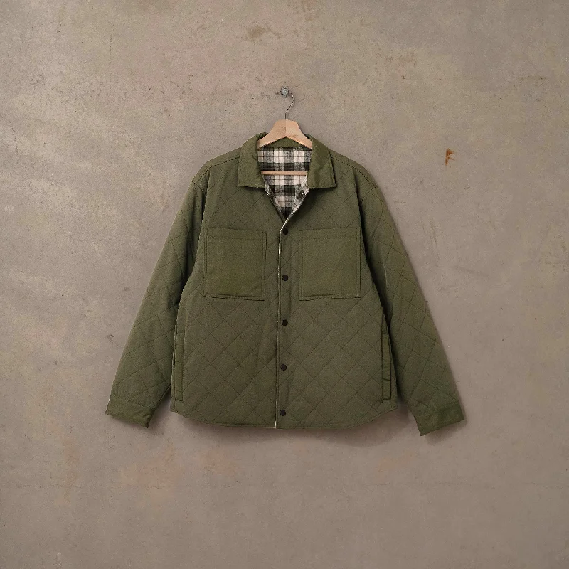 Reversible Quilted Jacket (Womens) Denim Fabric Leather Fabric Suede Fabric