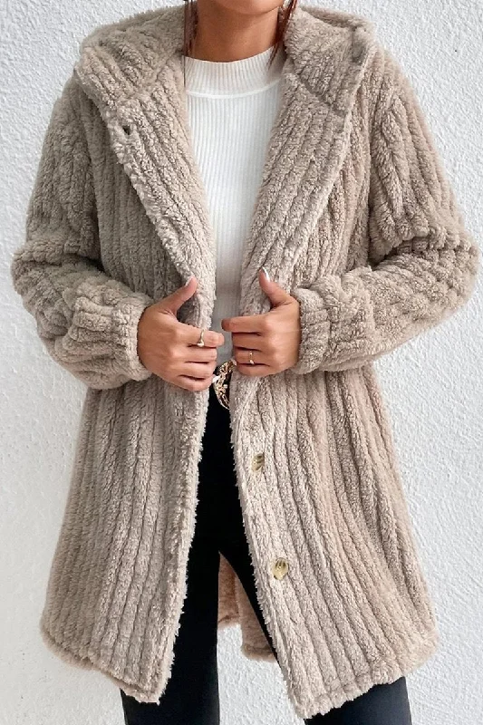 WOMEN WARM CORDUROY HOODED WINTER FLEECE JACKET Trench Coat Raincoat Waterproof Jacket