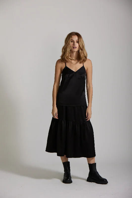 Grace Skirt - Black denim skirt fashionable