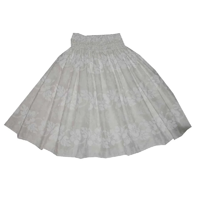 White Hibiscus Panel Cotton White Hula Skirt Made in Hawaii silk skirt smooth