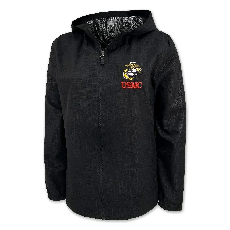 Ladies Embroidered EGA Full Zip Wind Jacket (Black) Nylon Fabric Polyester Fabric Spandex Fabric Ladies Embroidered EGA Full Zip Wind Jacket (Black) Nylon Fabric Polyester Fabric Spandex Fabric