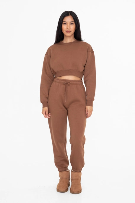 Mono B: Cropped Fleece Sweatshirt + Pants (TWO COLORS) Comfortable Denim Leggings