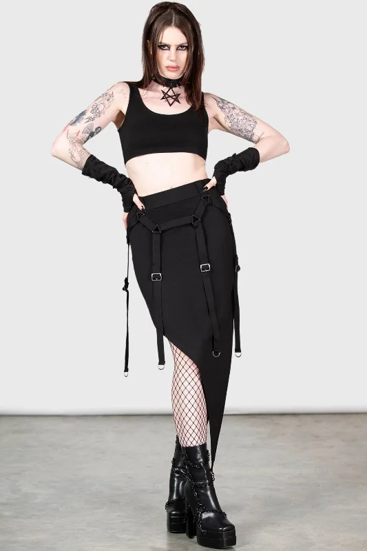 Acacia's Poison  Midi Skirt leather skirt sleek