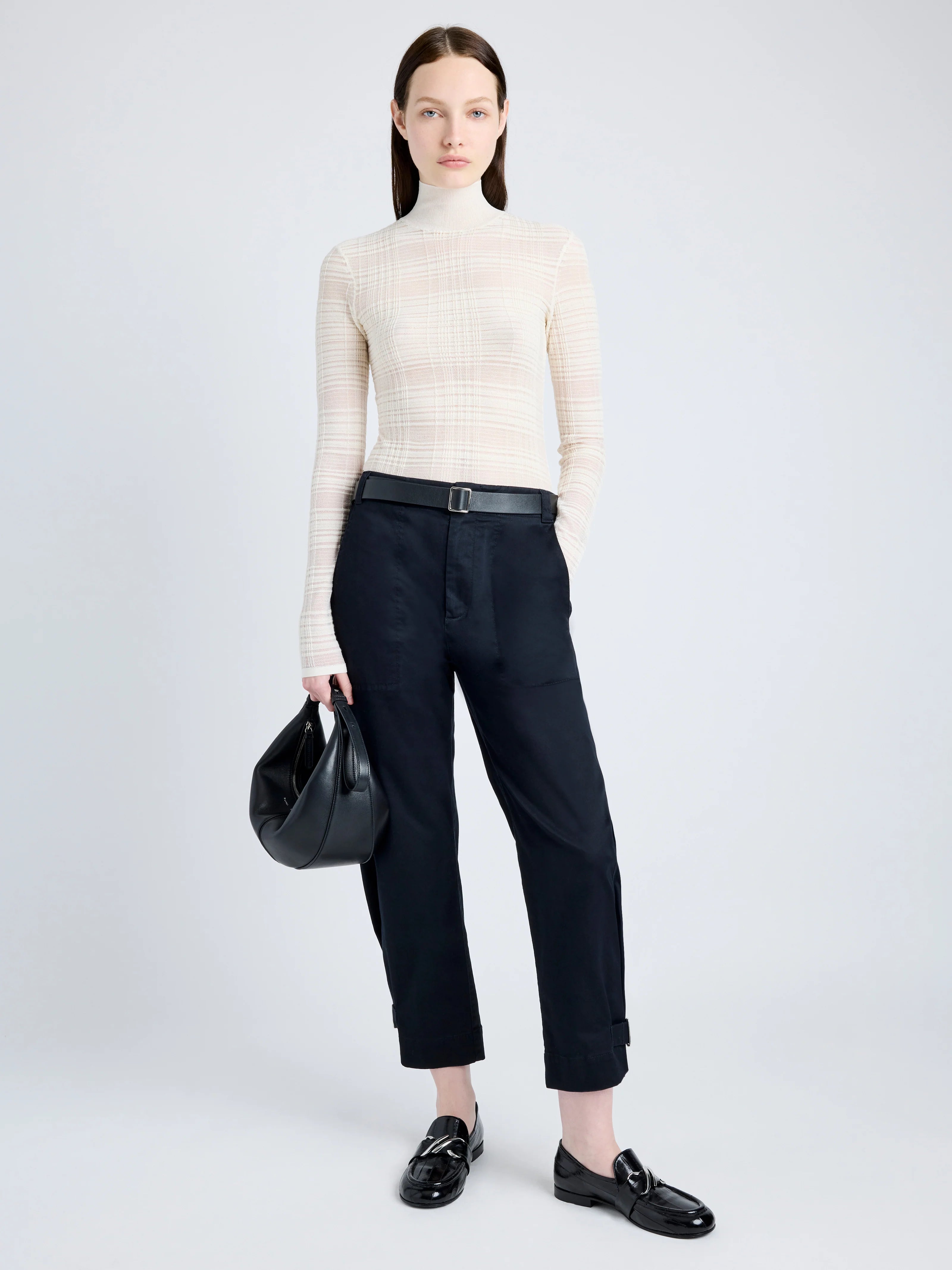 Kay Pant Cotton Twill - Black Trendy Wide-Legged Trousers