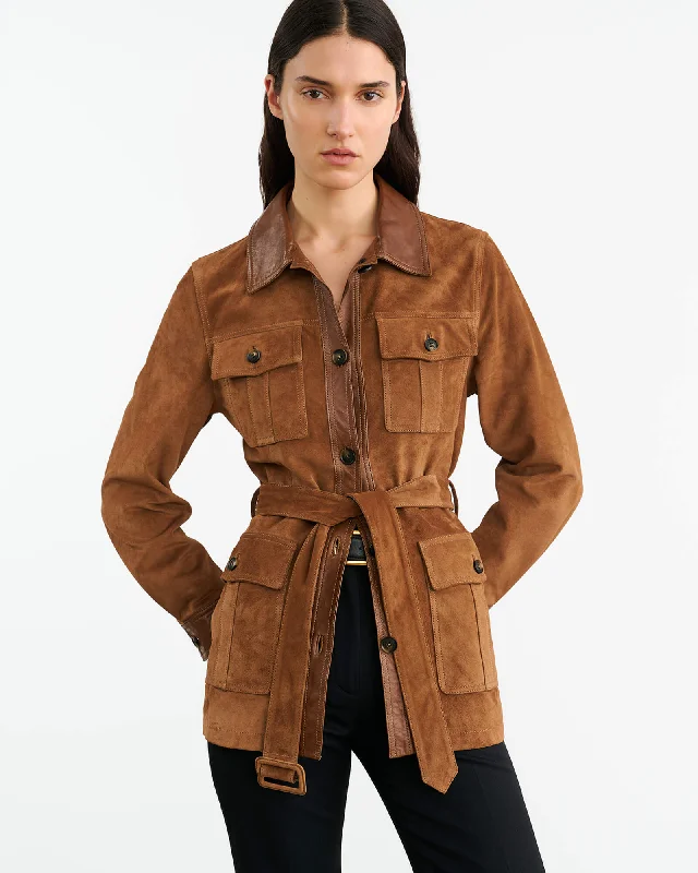 MILA SUEDE JACKET Notch Collar Jacket Peter Pan Collar Jacket Cowl Neck Jacket