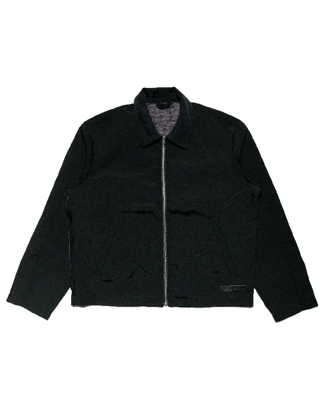 Stüssy Club Jacket SS Link Black Satin Jacket Silk Jacket Chiffon Jacket