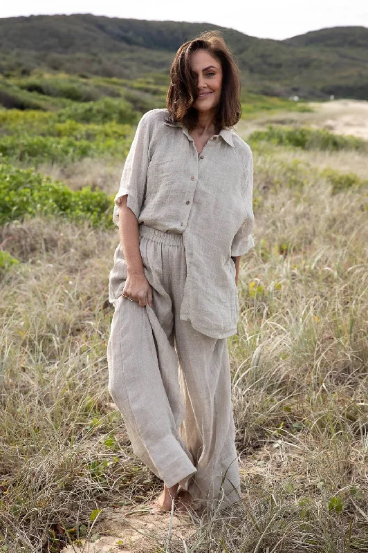 Gauze Linen Pants | Natural Trendy Tapered Pants