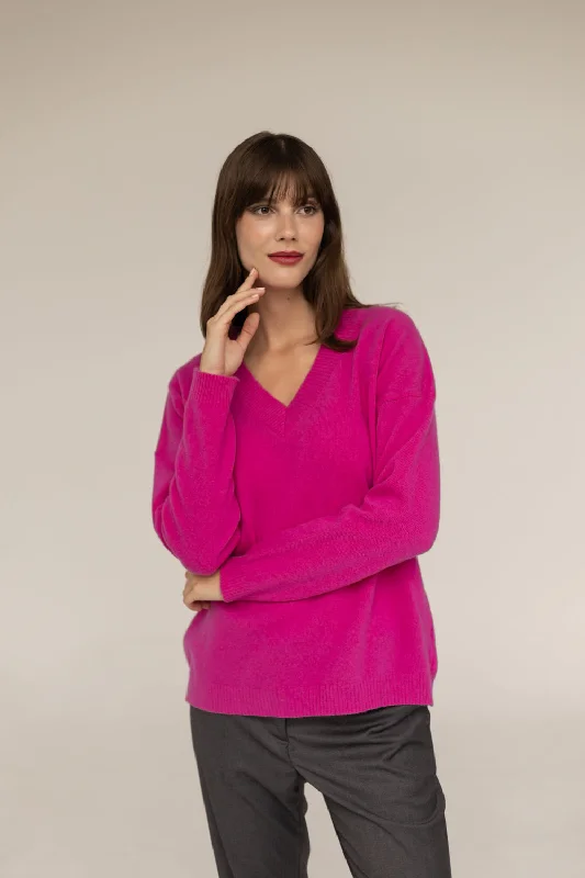 Cashmere Sweater Fuchsia Casual Formal Business