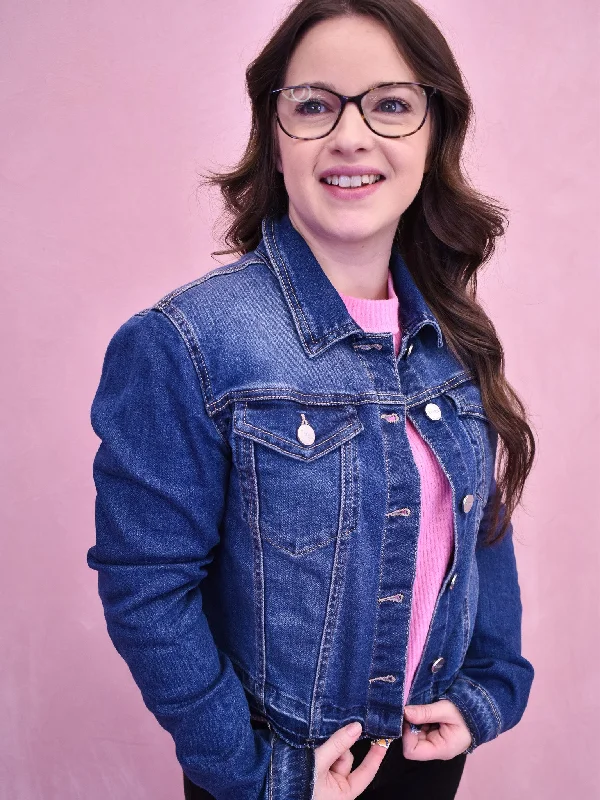 RISEN Released Hem Denim Jacket One-Shoulder Jacket Off-the-Shoulder Jacket Asymmetrical Jacket RISEN Released Hem Denim Jacket One-Shoulder Jacket Off-the-Shoulder Jacket Asymmetrical Jacket