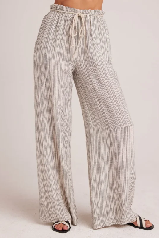 Drawcord Wide Leg Pant Casual Plaid Pants