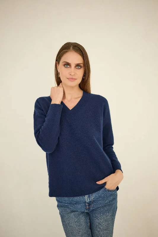 Cashmere Sweater Navy Blue Bright Pastel Dark