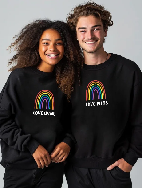 LOVE WINS SWEATER - BLACK - UNISEX Long Sweater Short Sweater Cropped Sweater