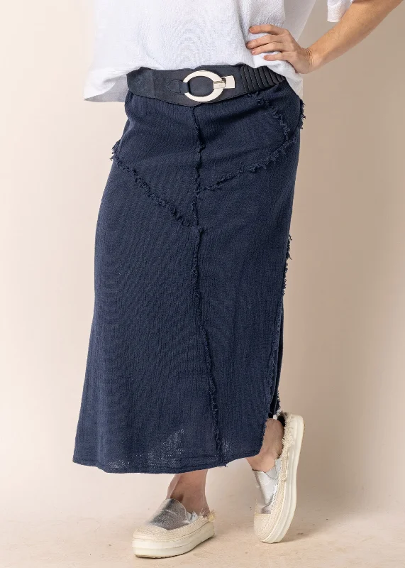 Skyla Linen Skirt in Navy linen skirt light