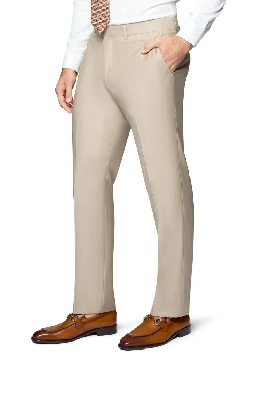 Bergamo Elegant Modern Fit Pants - Tan Relaxed Linen Pants