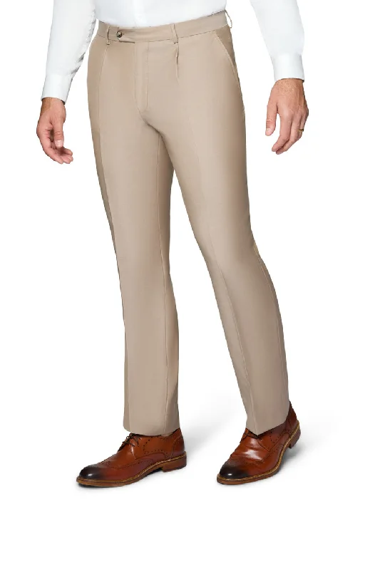 Bergamo Elegant Modern Fit Pants - Taupe Comfortable Pleated Pants
