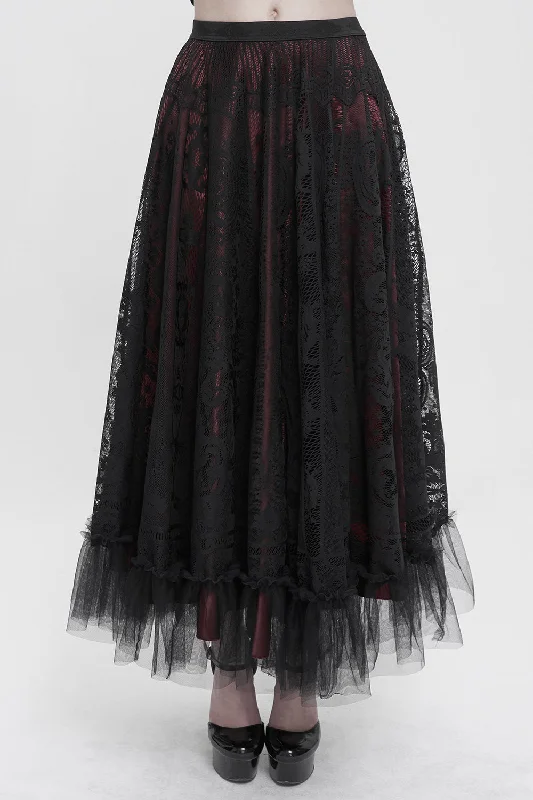 Sorrowed Scarlet Maxi Skirt linen skirt relaxed