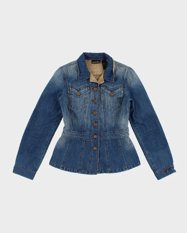 Y2K 00s DKNY Jeans Blue Denim Jacket - S/M Bomber Jacket Anorak Windbreaker