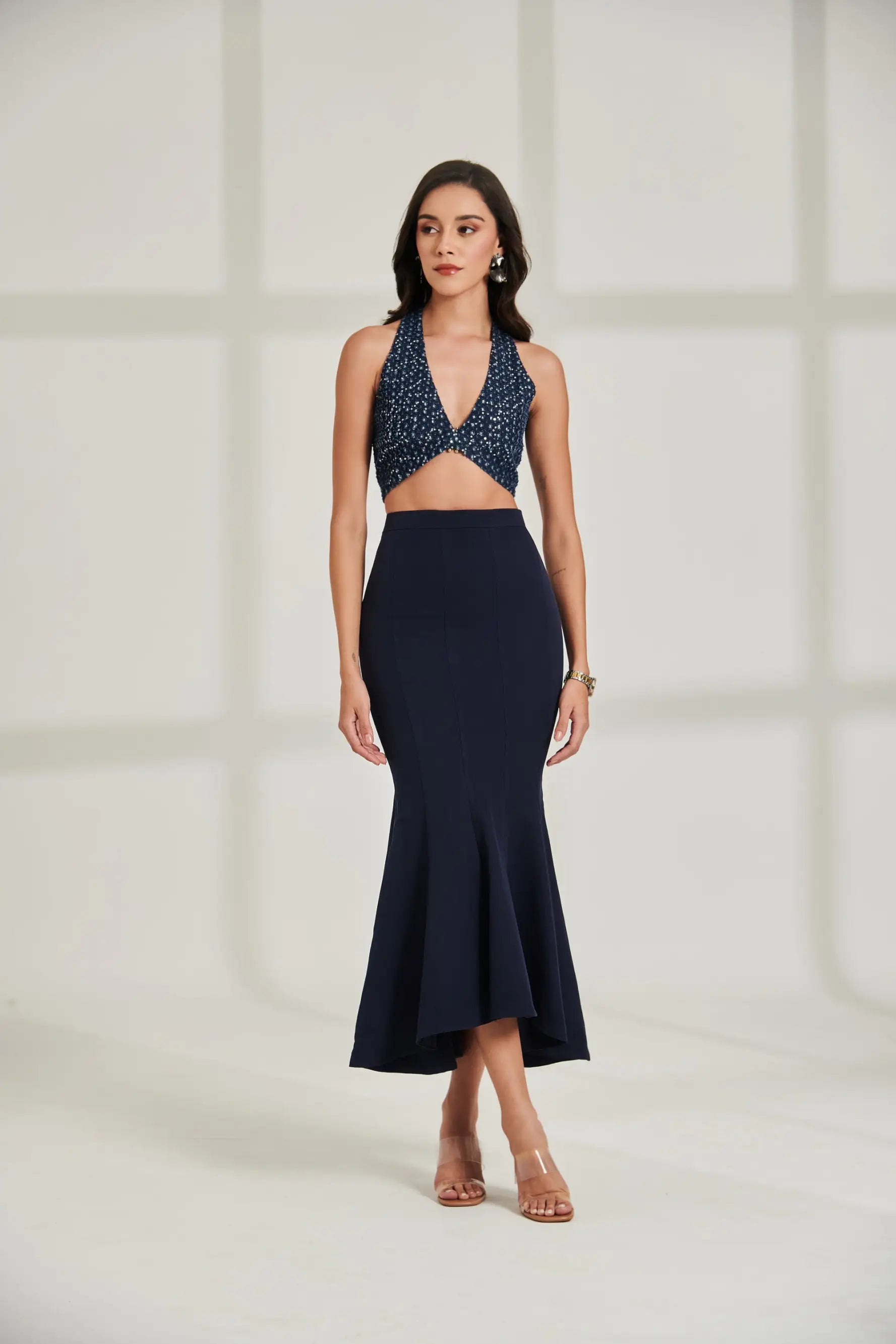 NYX Top and RUFFLE Skirt Co-ord leather skirt sleek