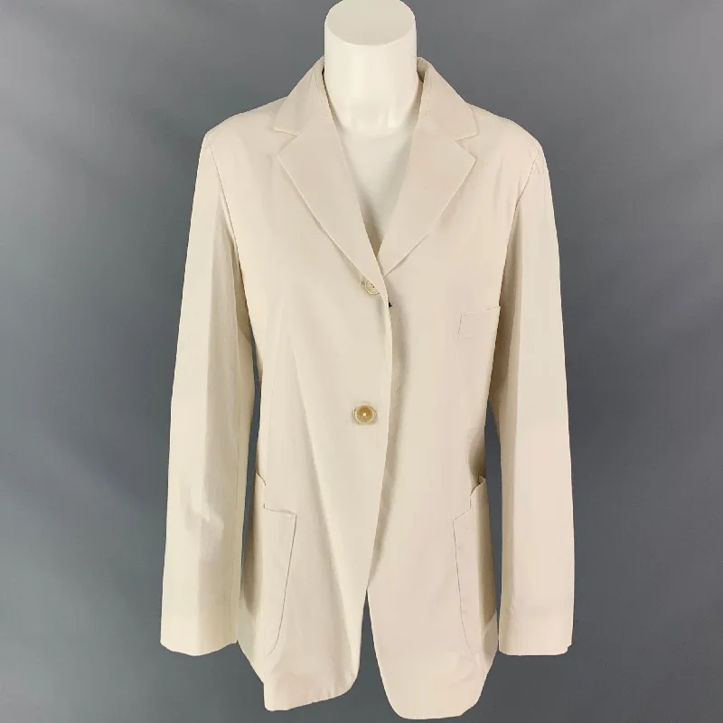 JIL SANDER Size 4 Cream Cotton Notch Lapel Jacket Notch Collar Peter Pan Collar Cowl Neck JIL SANDER Size 4 Cream Cotton Notch Lapel Jacket Notch Collar Peter Pan Collar Cowl Neck
