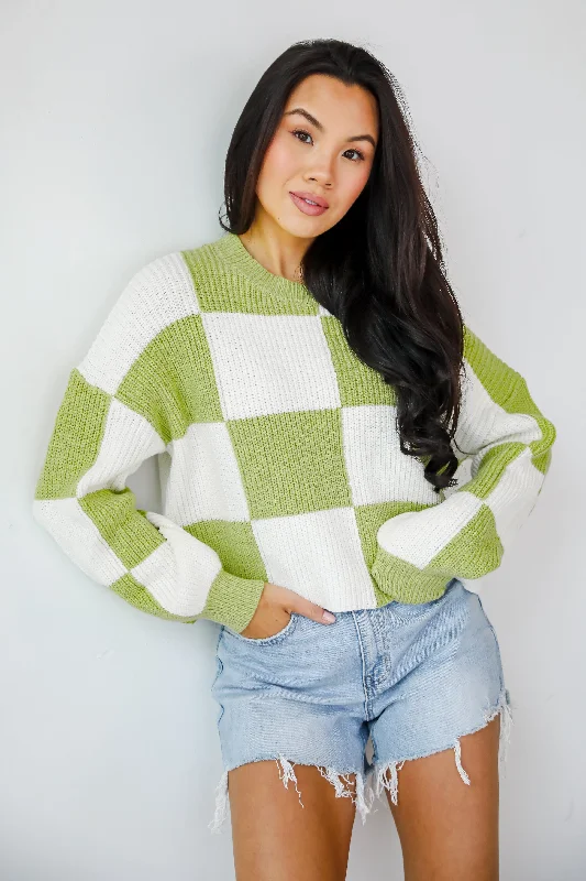 Precisely Adorable Checkered Sweater Solid Color Striped Floral Print