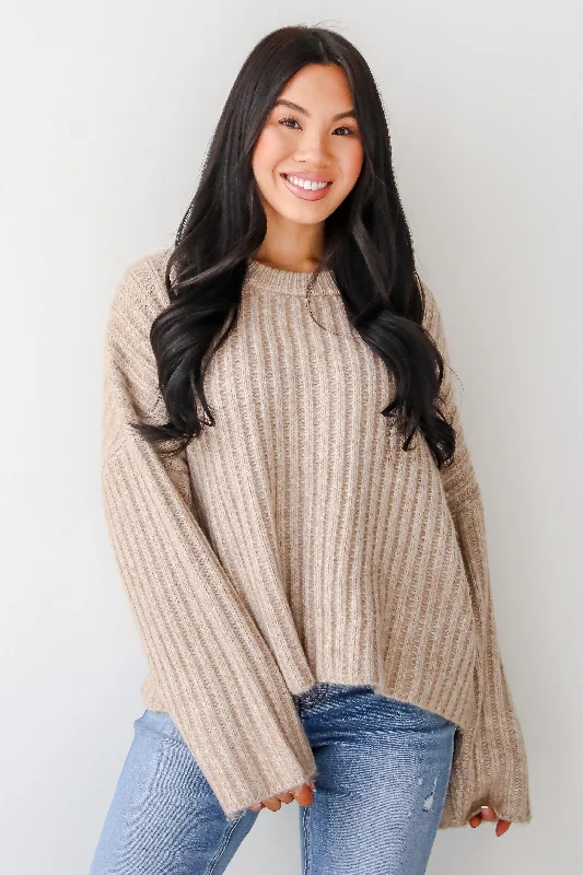 FINAL SALE - Charmed Crush Beige Sweater Fitted Loose Oversized